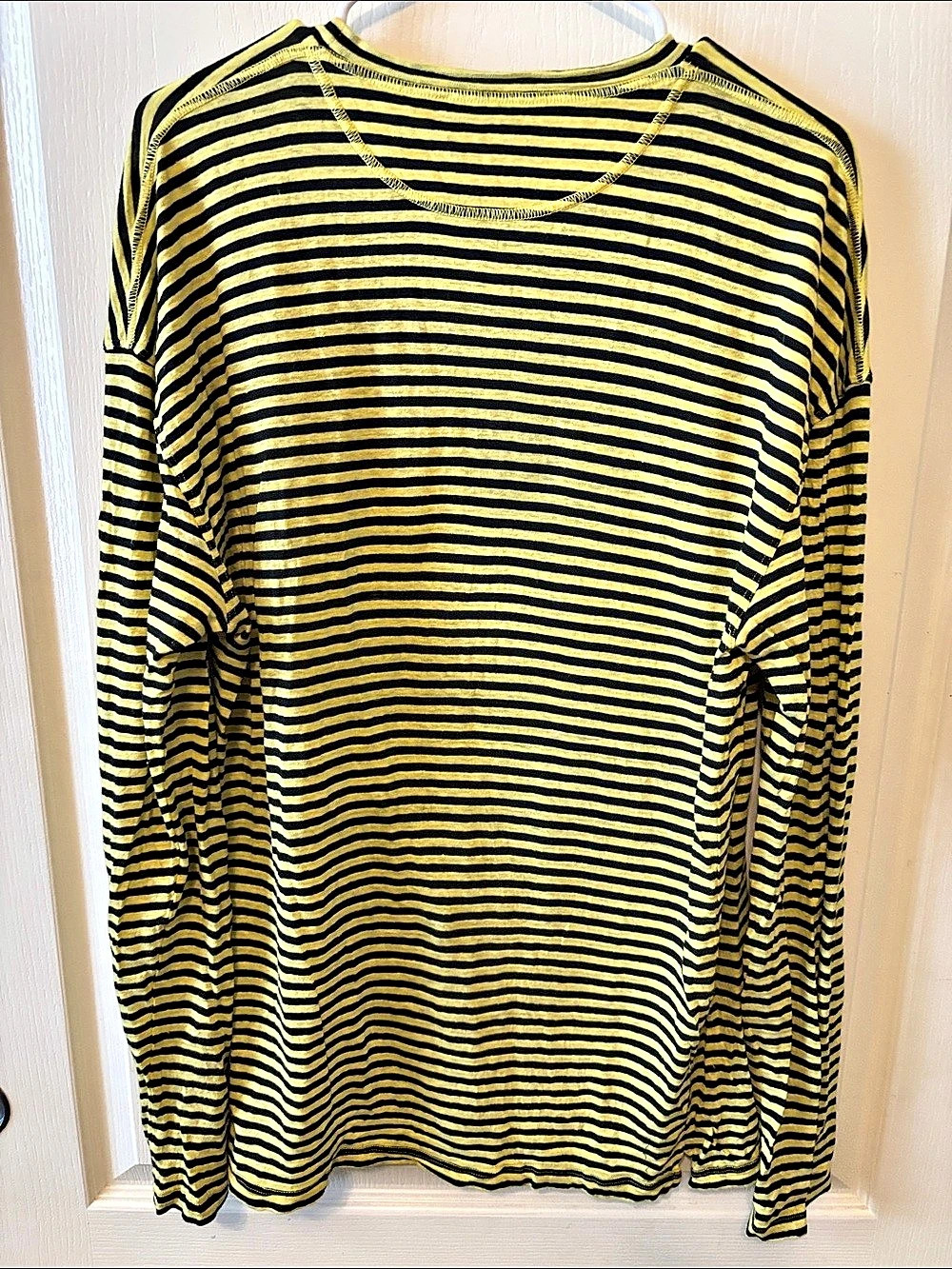 Roberto Collina Luxury Striped Long Sleeve T-Shirt in Yellow & Black Size 50